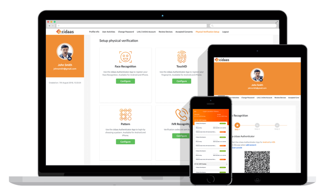Home 3 cidaas Admin Ui to configure the features
