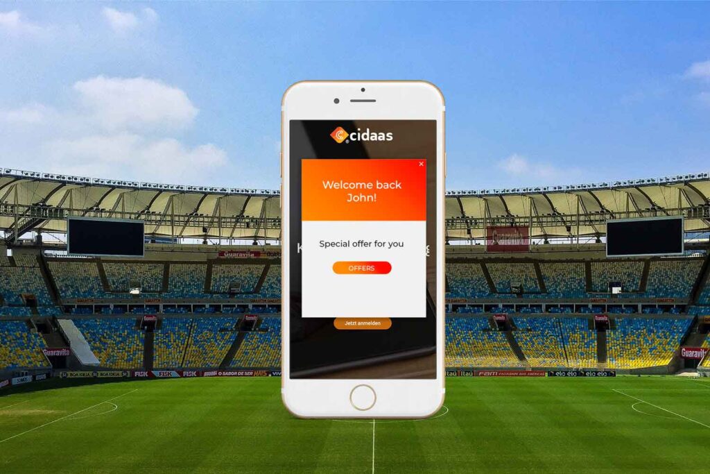 Personalized marketing and addressing fans through identification on digital channels and in the stadium