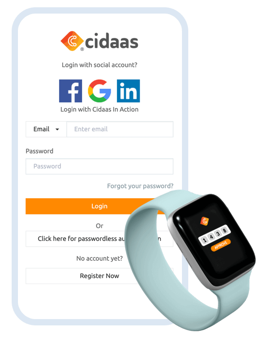 cidaas Identity Plattform - die Alternative zu Auth0, Okta und Keycloak - Login UI und Smart Watch Authentifizierung