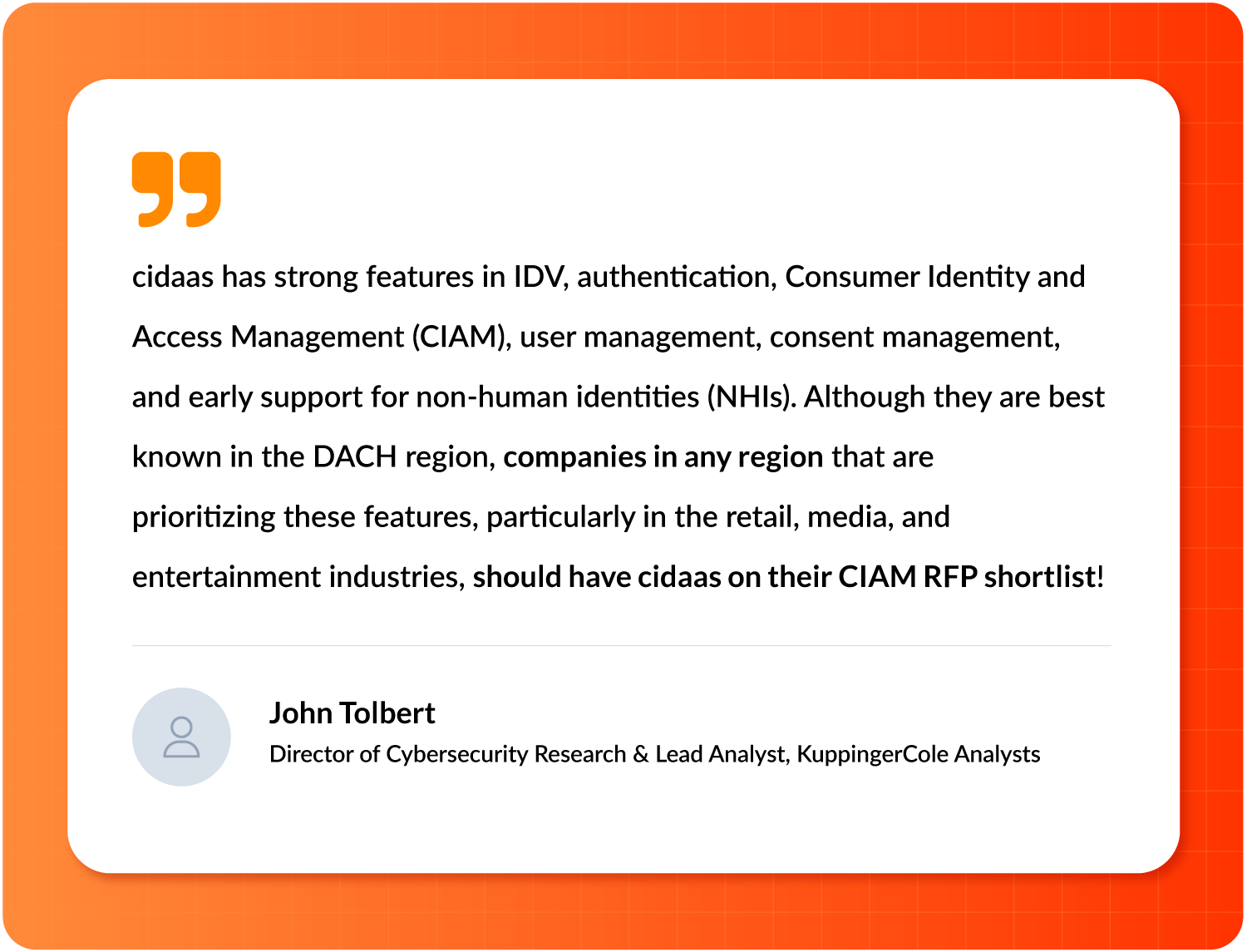 Leadership Compass 2026, quote, cidaas should be on every CIAM RFP shortlist